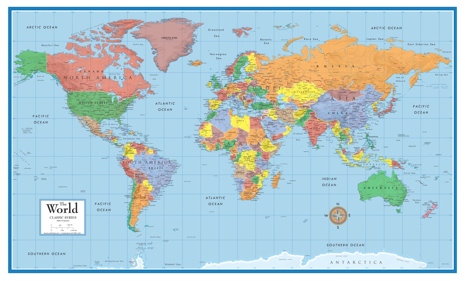 World Classic Elite Wall Map Mural Poster: Paper or Laminated gallery
