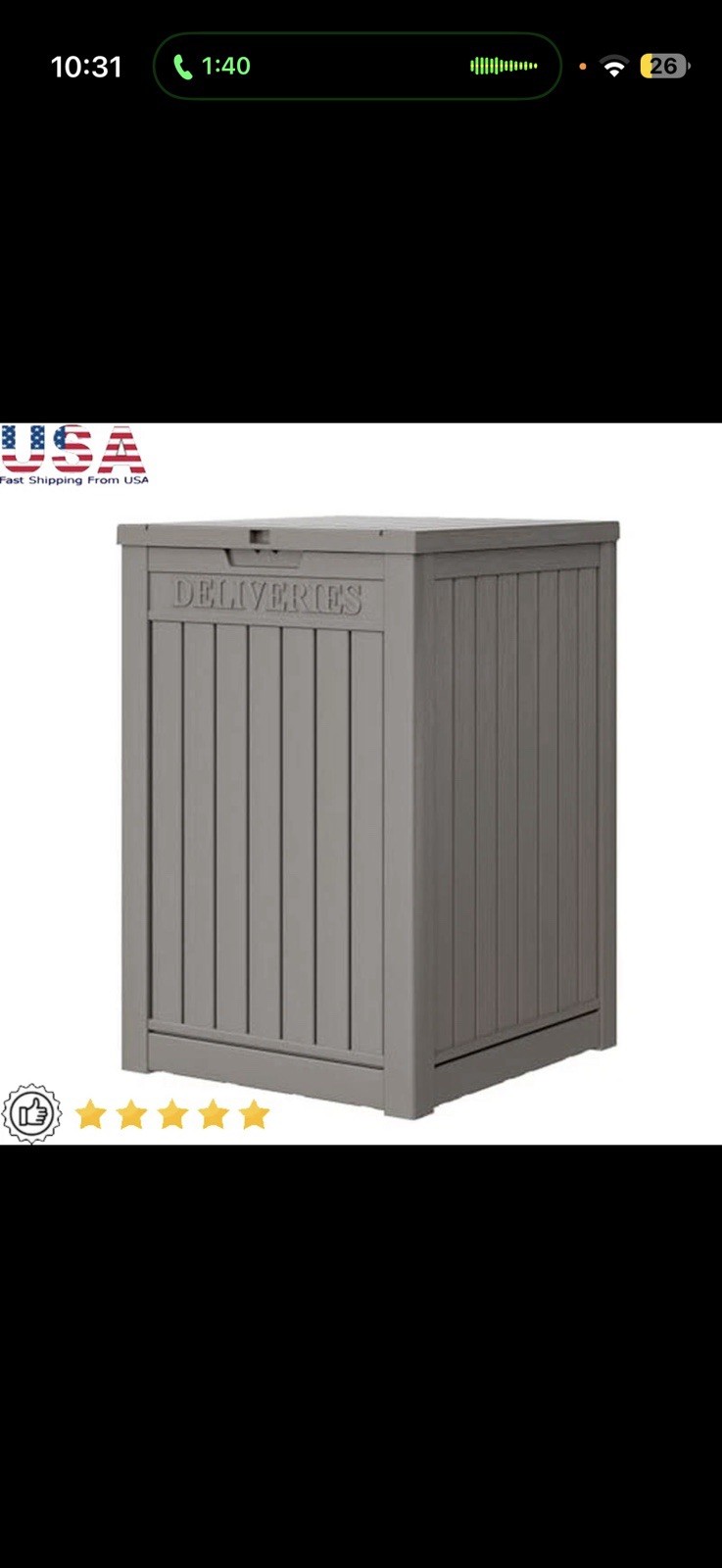 Lockable Waterproof Package Delivery Box Large Storage 48 Gallon Resin Outdoor gallery