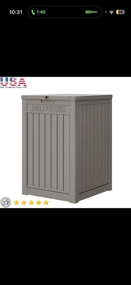 Lockable Waterproof Package Delivery Box Large Storage 48 Gallon Resin Outdoor