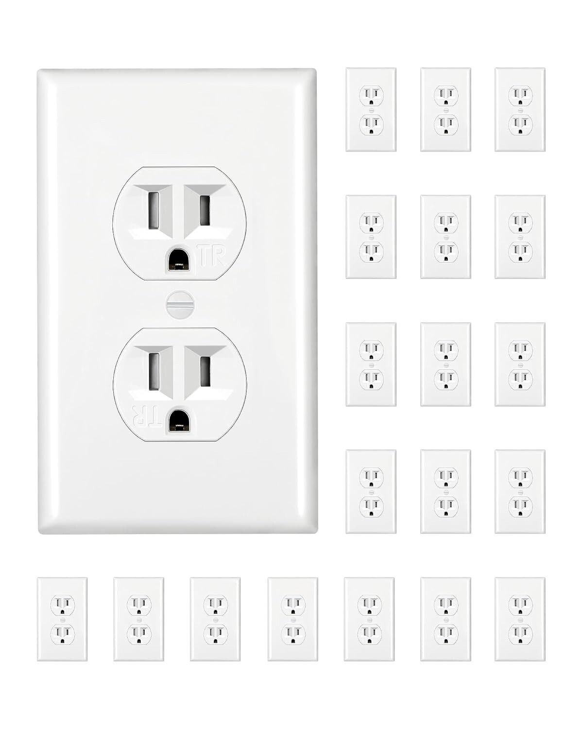TakeTek 20-Pack Duplex Receptacle Outlet,Standard Wall Outlet, 15Amp/125V,UL gallery