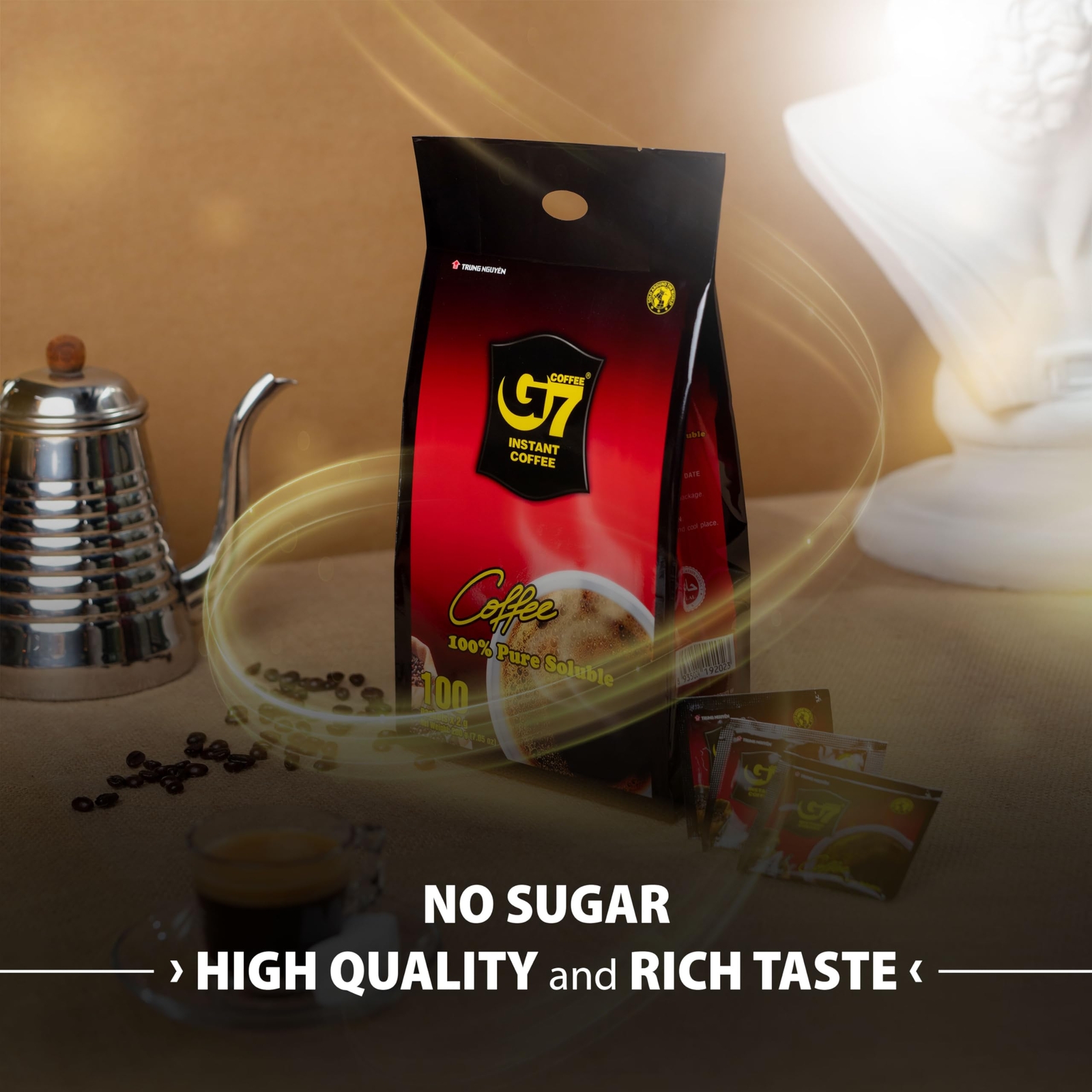 G7 Pure Black Instant Coffee 100 Sachets Bold Sugar Free Easy Preparation gallery