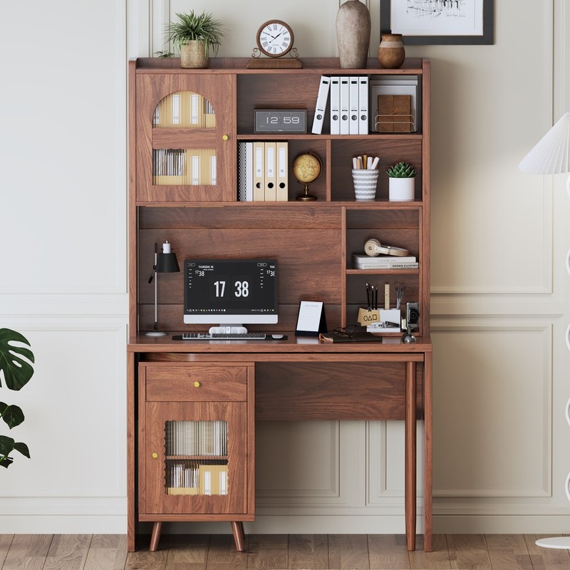 Computer Desk with 90 Degree Rotating Desktop, 43x70 Inch Office Desk gallery