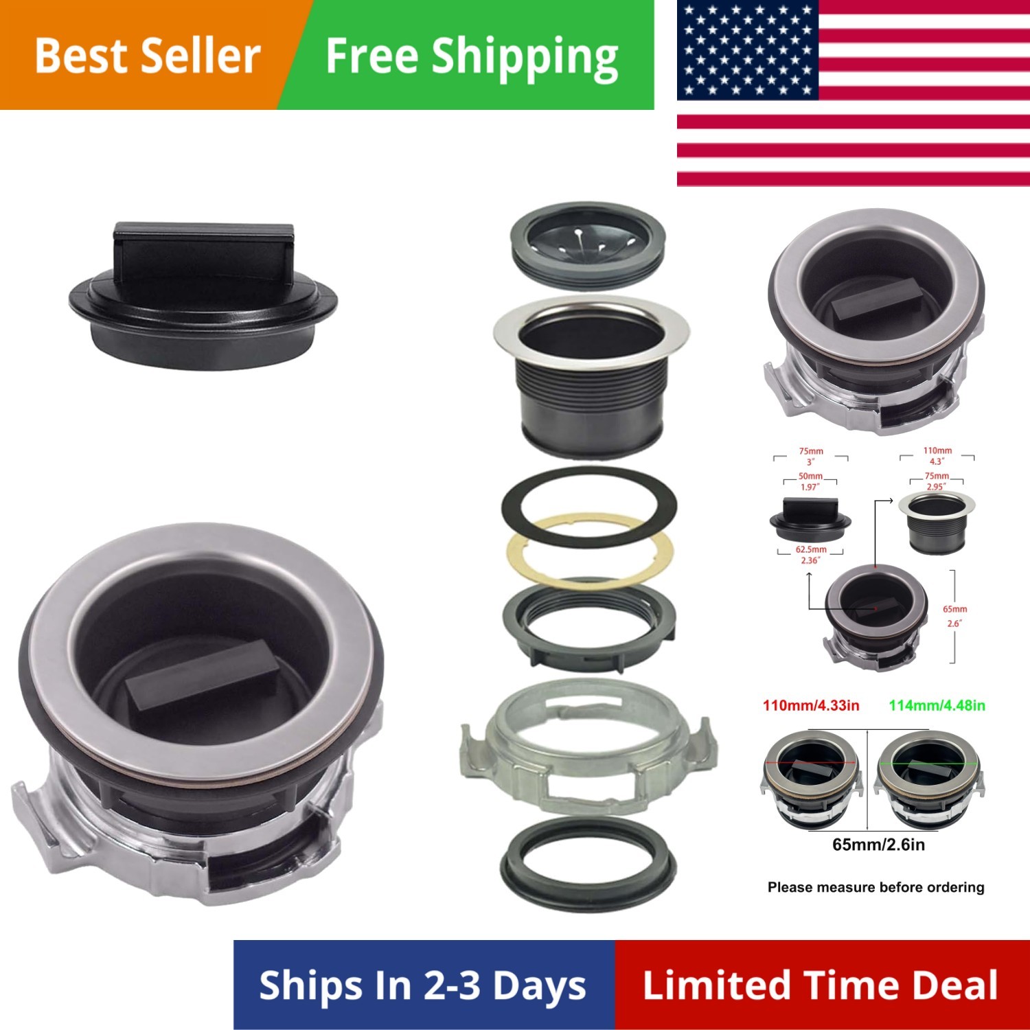 8Pcs/Set Garbage Disposal Sink Flange Kit and Stopper for Waste King, Garbage... gallery