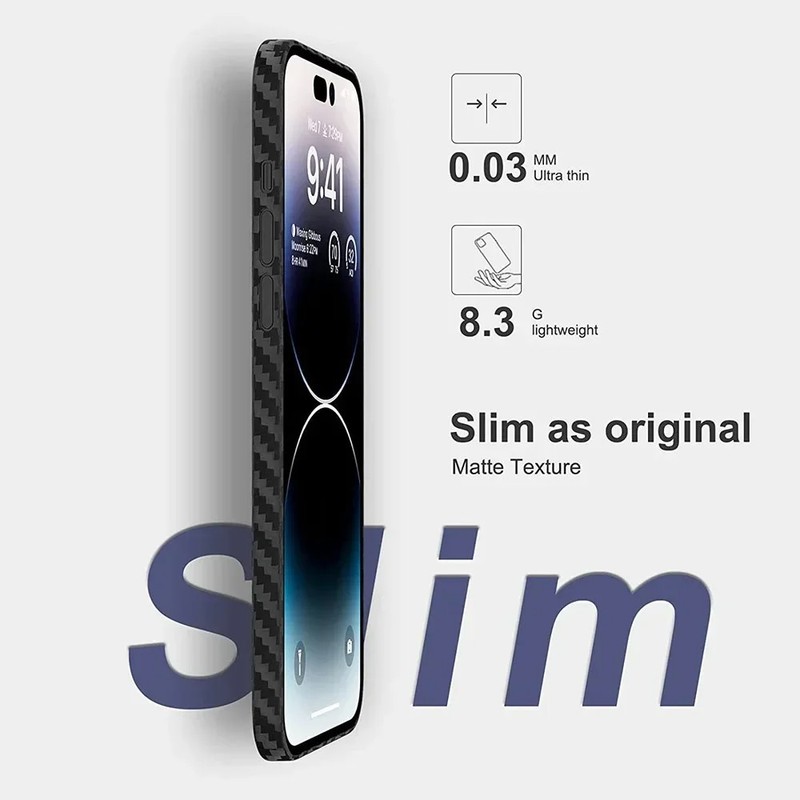0.3mm Ultra Thin Carbon Fiber Pattern iPhone Case Slim Hard Cover 16 15 14 13 gallery