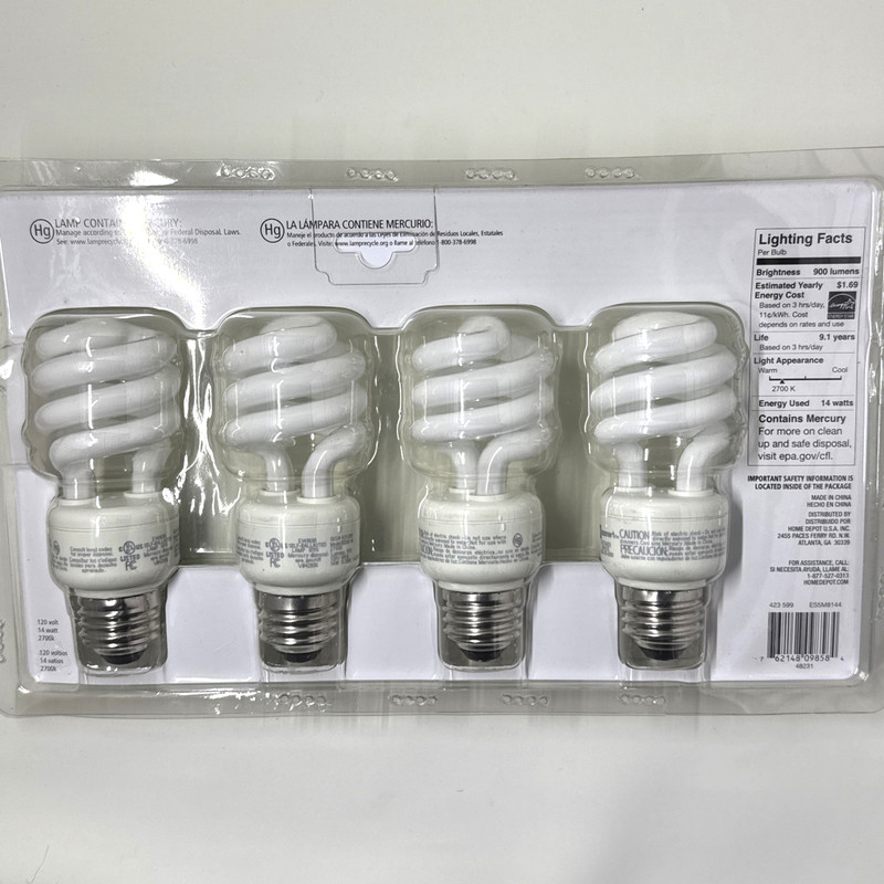 EcoSmart 60W Equivalent CFL Light Bulbs Soft White 900 Lumens 4-Pack gallery