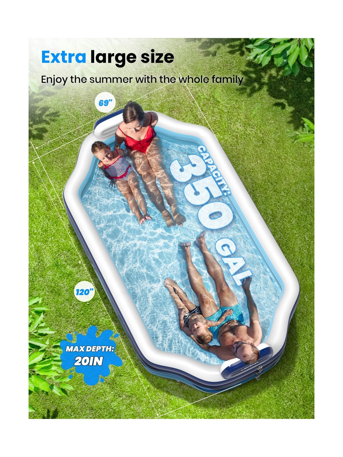 VISTOP Inflatable Pool for Kids & Adults | Oversized Thickened Large Swimming... gallery