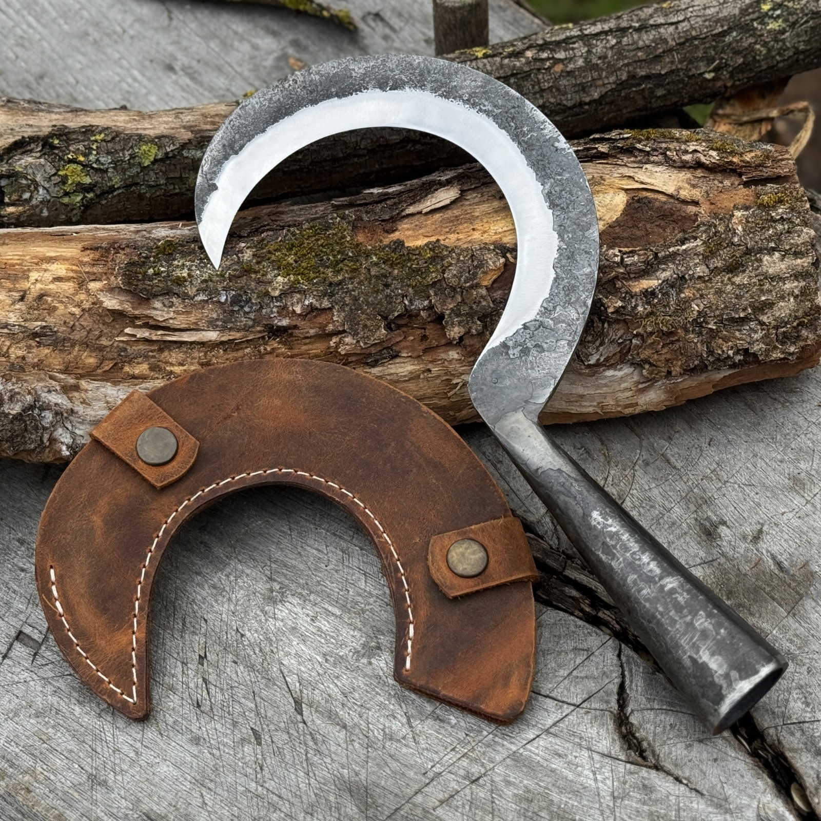 Sharky Forged Sickle – Hand Forged Garden Harvesting Sickle with Sharp Blade gallery
