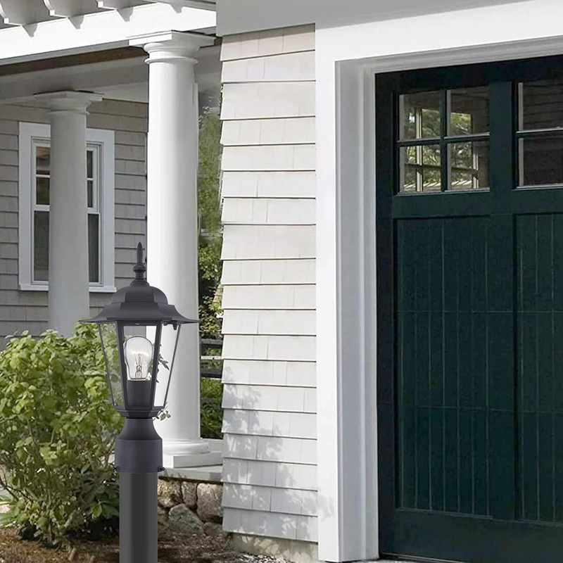 Outdoor Post Light, Pole Lantern, E26 Base 60W Max, Aluminum Housing plus Glass, gallery