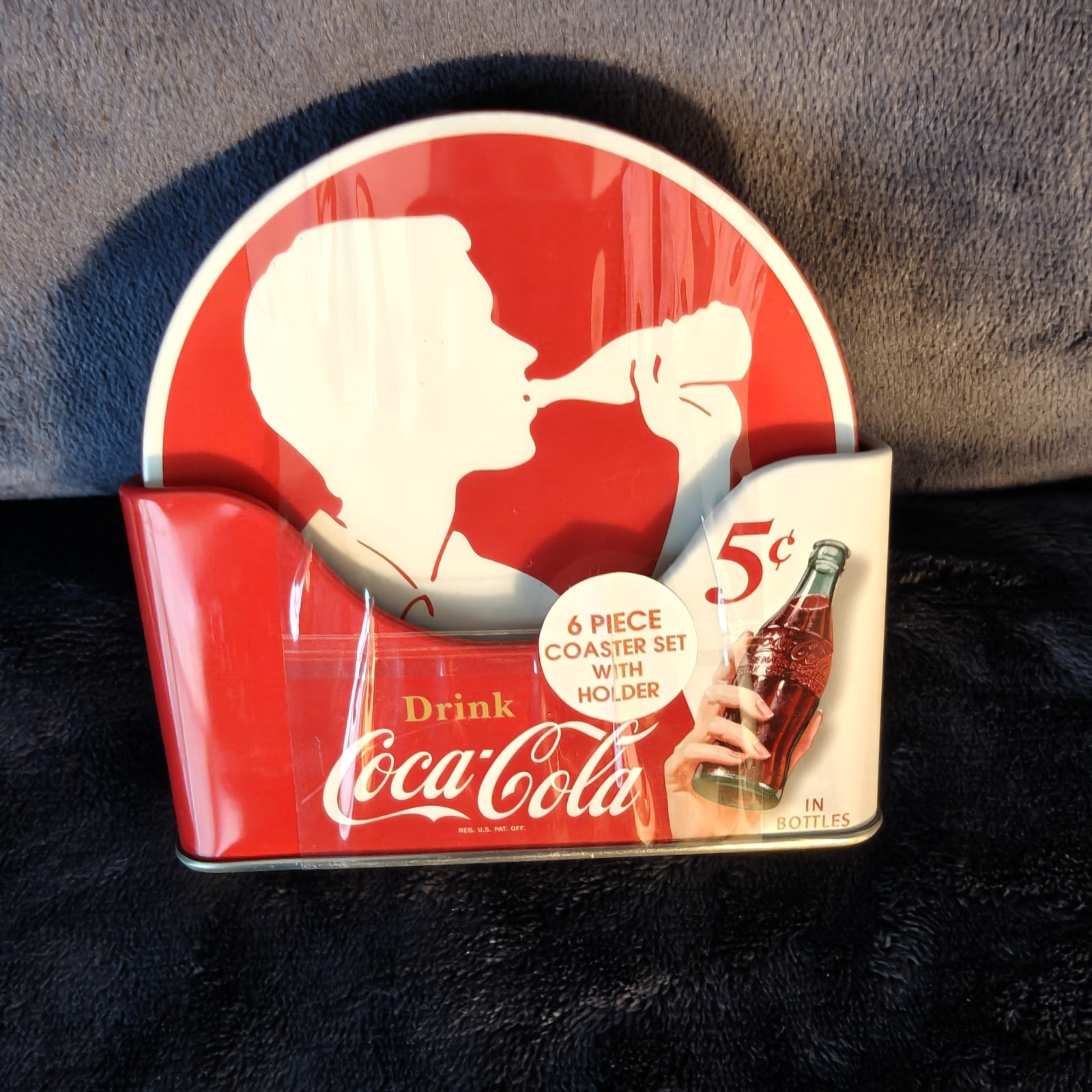 Coca-Cola Six Piece Coaster Set with Metal Holder **NEW** gallery