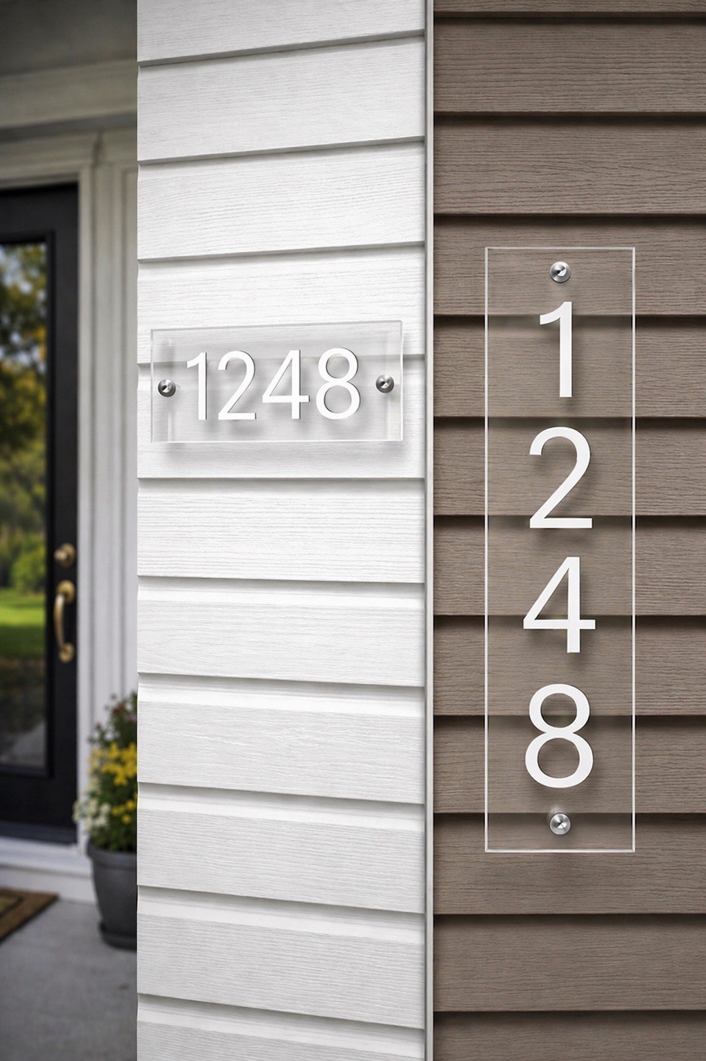 Vertical Address Sign Acrylic House Number Plaque Custom Outdoor Modern gallery