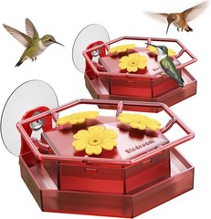 Birdream 2 Pack Window Hummingbird Feeders for Outdoors, Hummingbird Feeder with