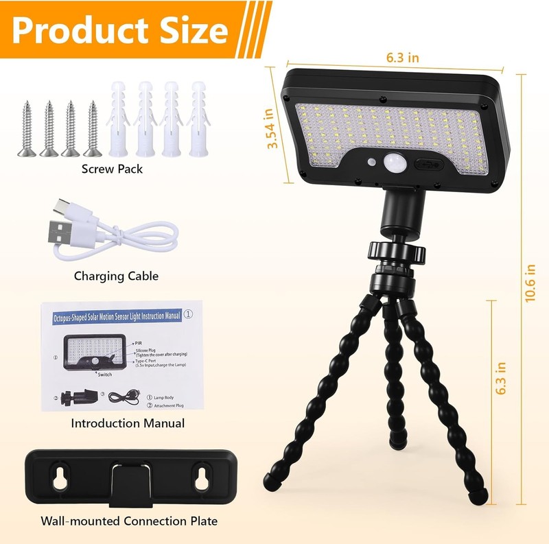 2PACK Motion Sensor Solar Lights Outdoor - 1000LM Clip On Solar Sercurity Lights gallery