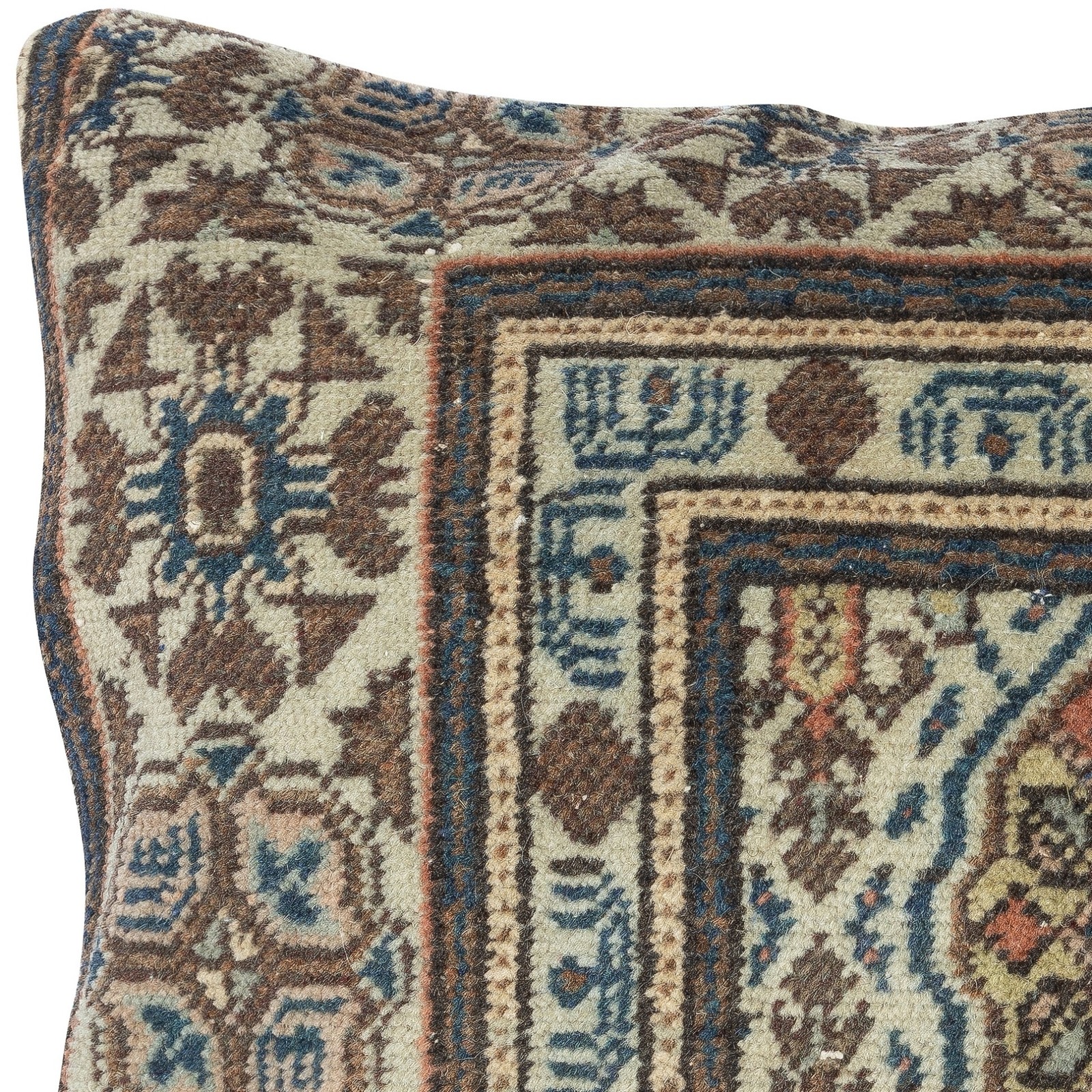 16"x16" Rustic Handmade Wool Cushion Cover. Vintage Turkish Rug Pillow gallery