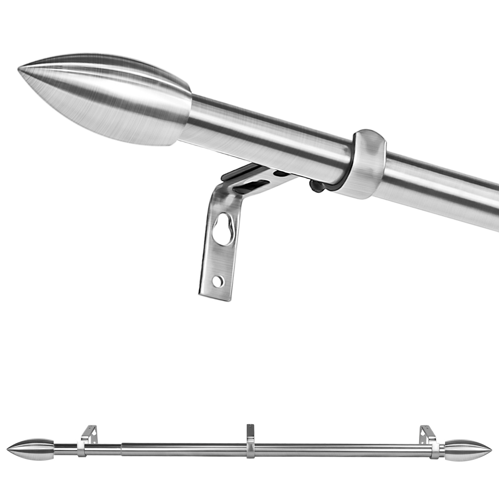 5/8“ Diameter Adjustable Bullet Single Curtain Rod Set, 28”-48“/48”-84“/84”-120” gallery