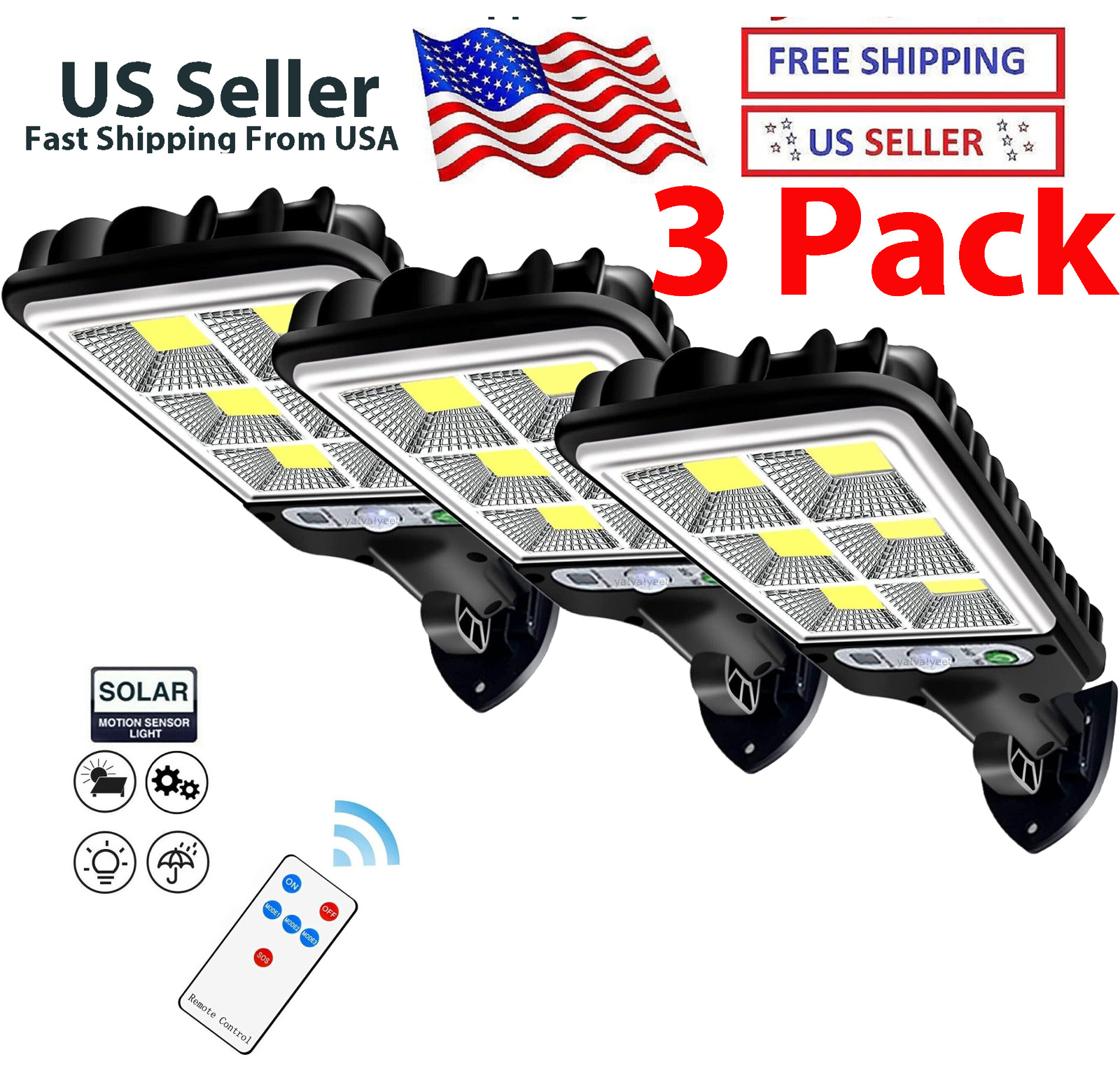 3PCS Outdoor Solar Wall Light LED Motion Sensor Bright Flood Street Lamp 3 Modes gallery