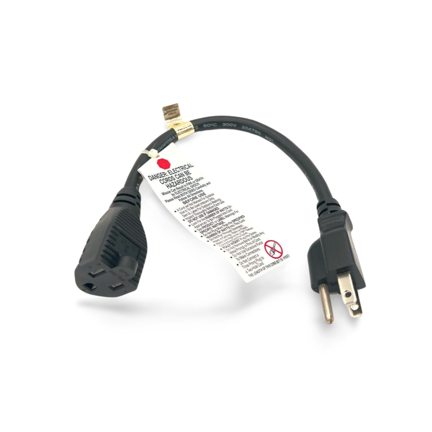 1ft 16 AWG Heavy Duty AC Power Extension Cord UL Approved - Black gallery