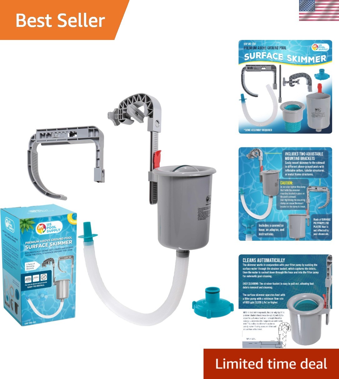 Pool Skimmer - Above Ground Pool Skimmer, Floating Pool Surface Skimmer, Pool... gallery