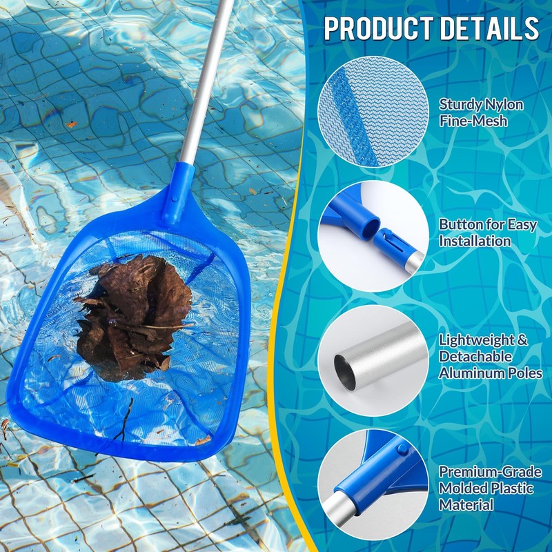 Pool Skimmer Net, Deep Pool Leaf Net with Reinforced Frame, Large Capacity gallery