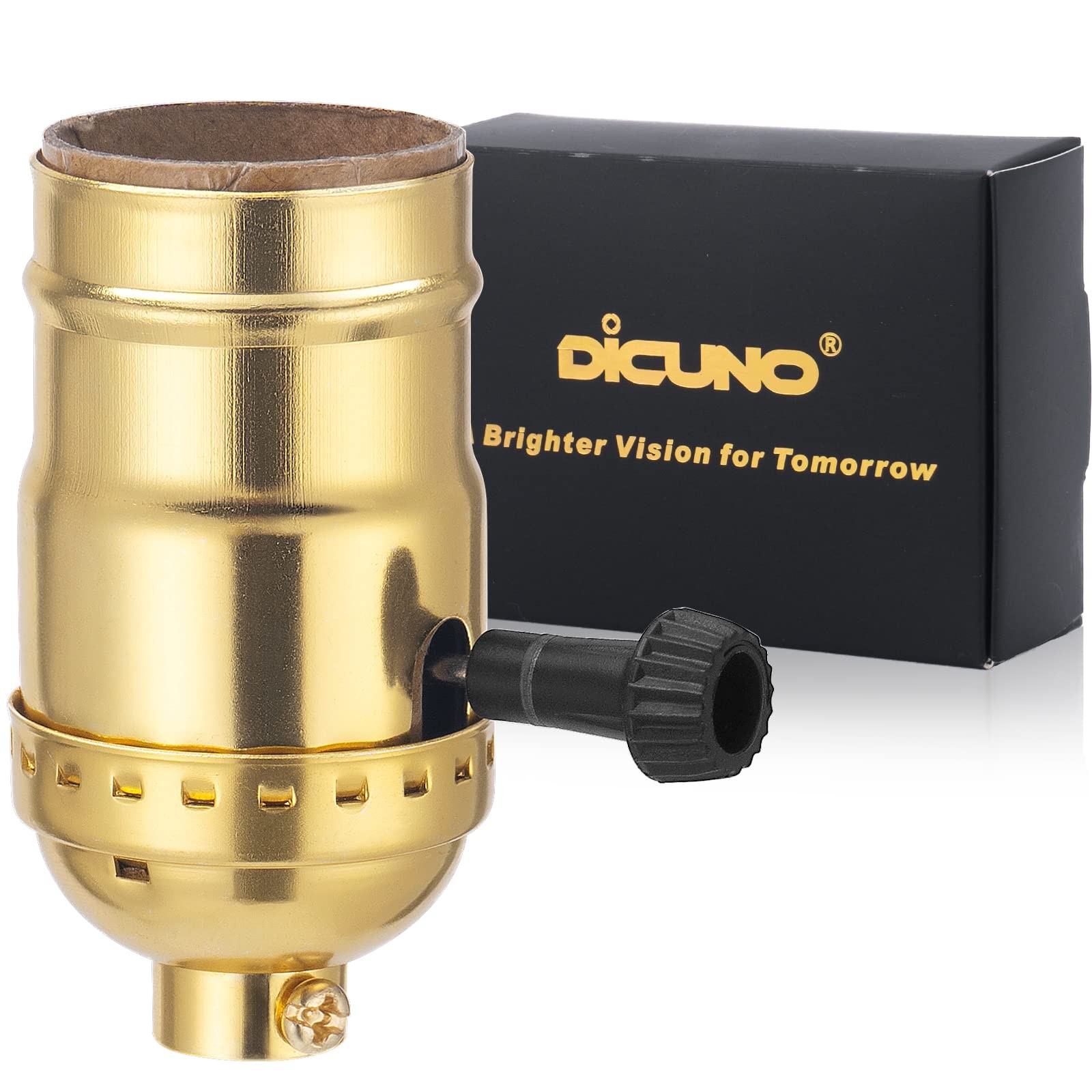 DiCUNO UL Listed 3-Way Lamp Socket Replacement, E26 Standard 1-Pack, Gold gallery