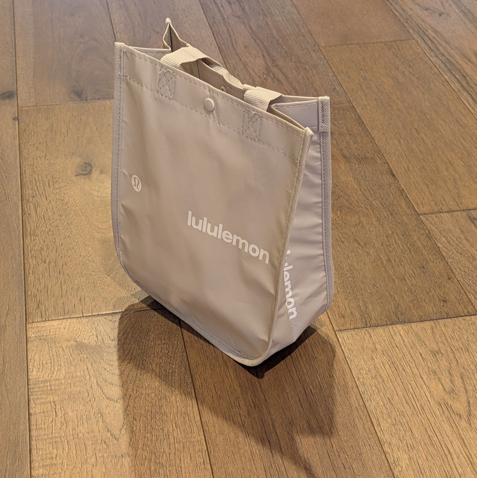 Lululemon Small Reusable Shopping Tote Lunch Bag Tan Beige Taupe White *NEW!* ⚡ gallery