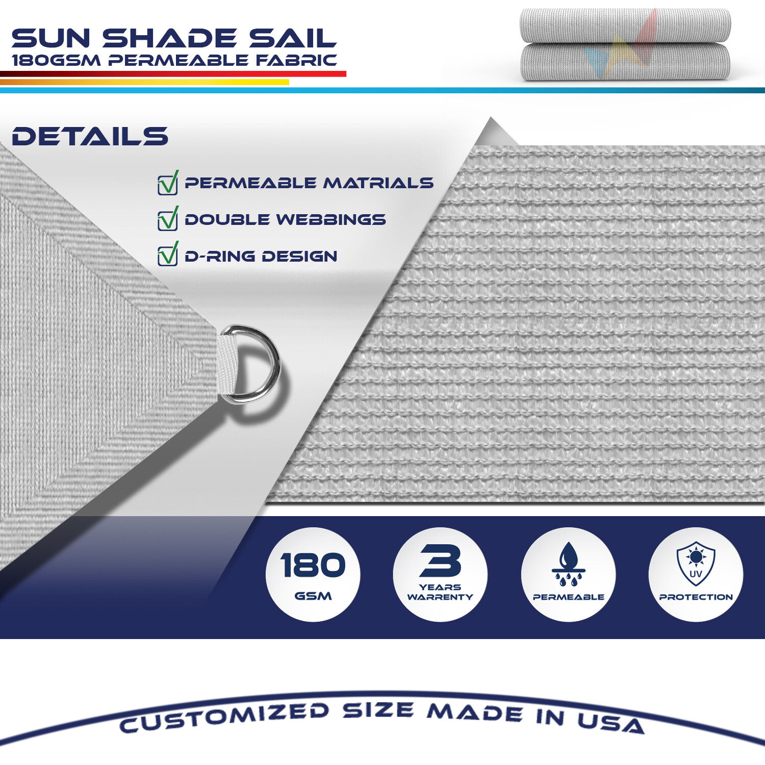 gray 14-16 ft Sun Shade Sail Straight Edge Finish Canopy Awning Patio gallery