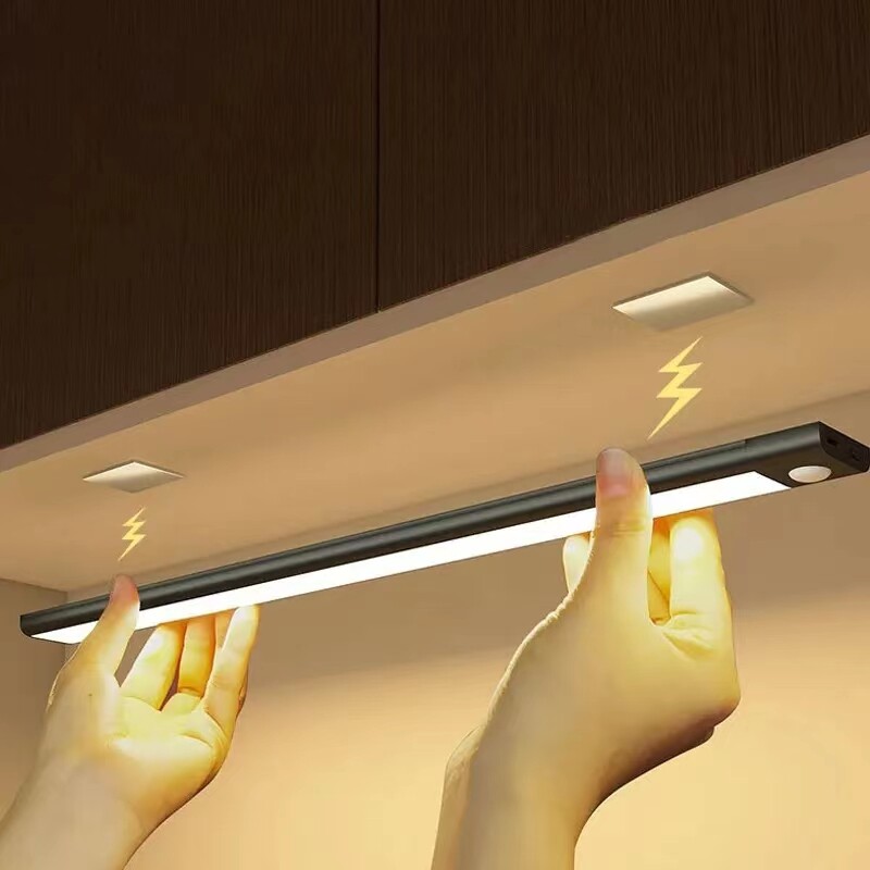 LED Motion Sensor Under Cabinet Closet Light USB Rechargeable Kitchen Lamp Strip gallery