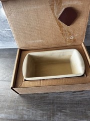 PAMPERED CHEF RECTANGULAR BAKER Stoneware Loaf Pan Baker 11”X6.5”X3.25” Beige