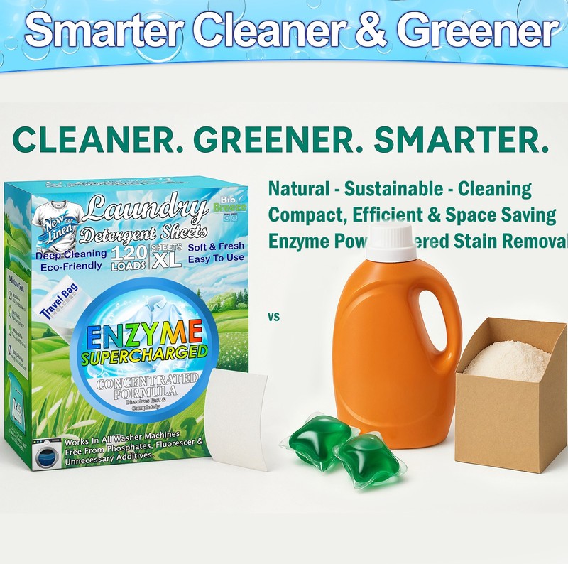 Laundry Detergent Sheets (120 Loads) Eco-Friendly, Hypoallergenic, & Enzyme-Base gallery