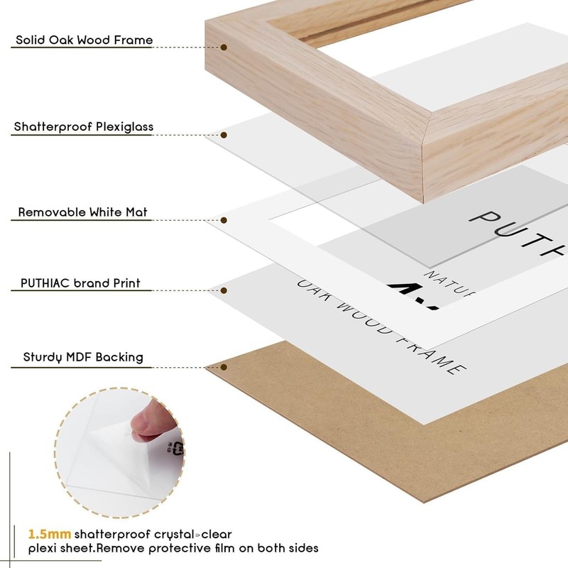 Versatile Solid Oak Picture Frame Holds 3x5 & 4x6, Easy to Hang or Stand - Beige gallery