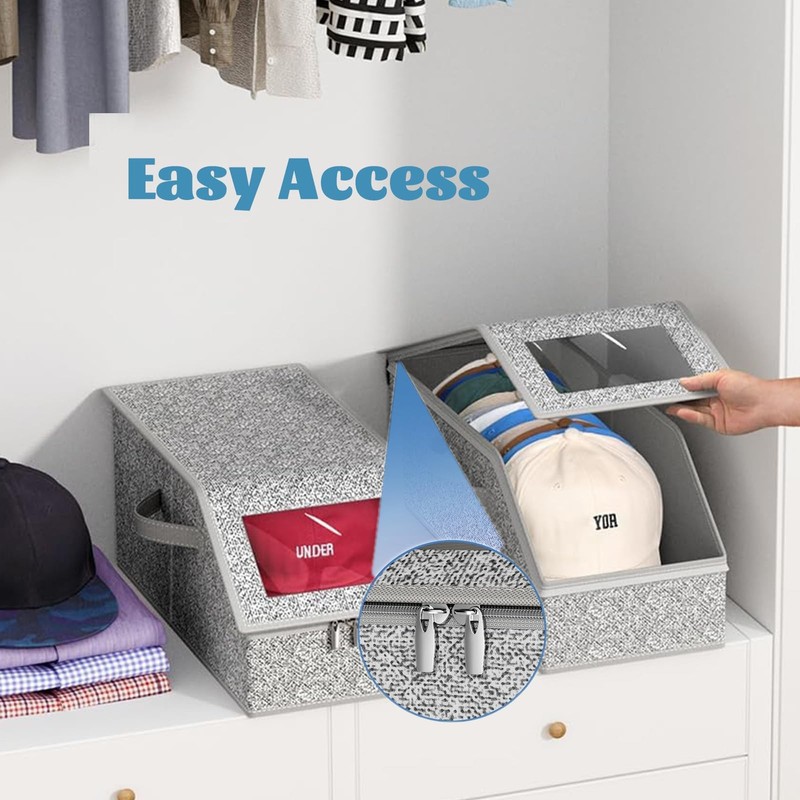 Baseball Cap Storage, Stackable, with Carry Handles and Lid, Dustproof... gallery