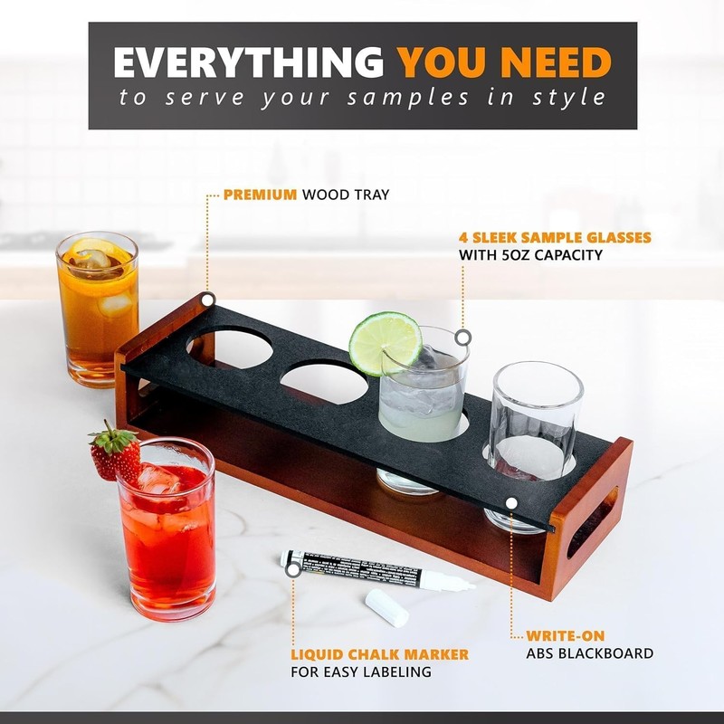 Flight Board with Glasses - Drink Flight Board for Bartesian Capsules - Mimos... gallery