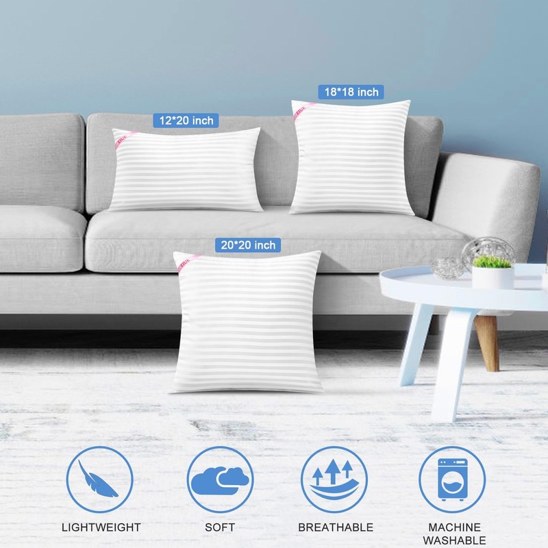 Throw Pillow Inserts, Machine Washable Pillows,Premium Polyester Fiber Fill f... gallery