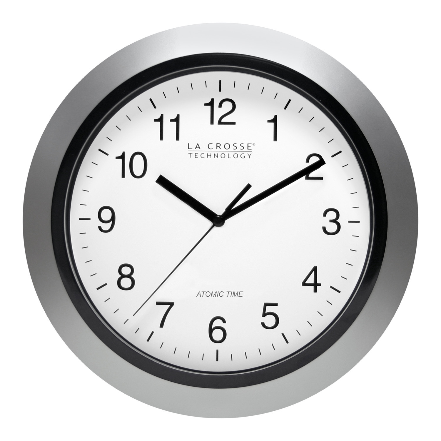 WT-3102S La Crosse Technology 10" Atomic Wall Clock - Silver NIB (Internet Box) gallery