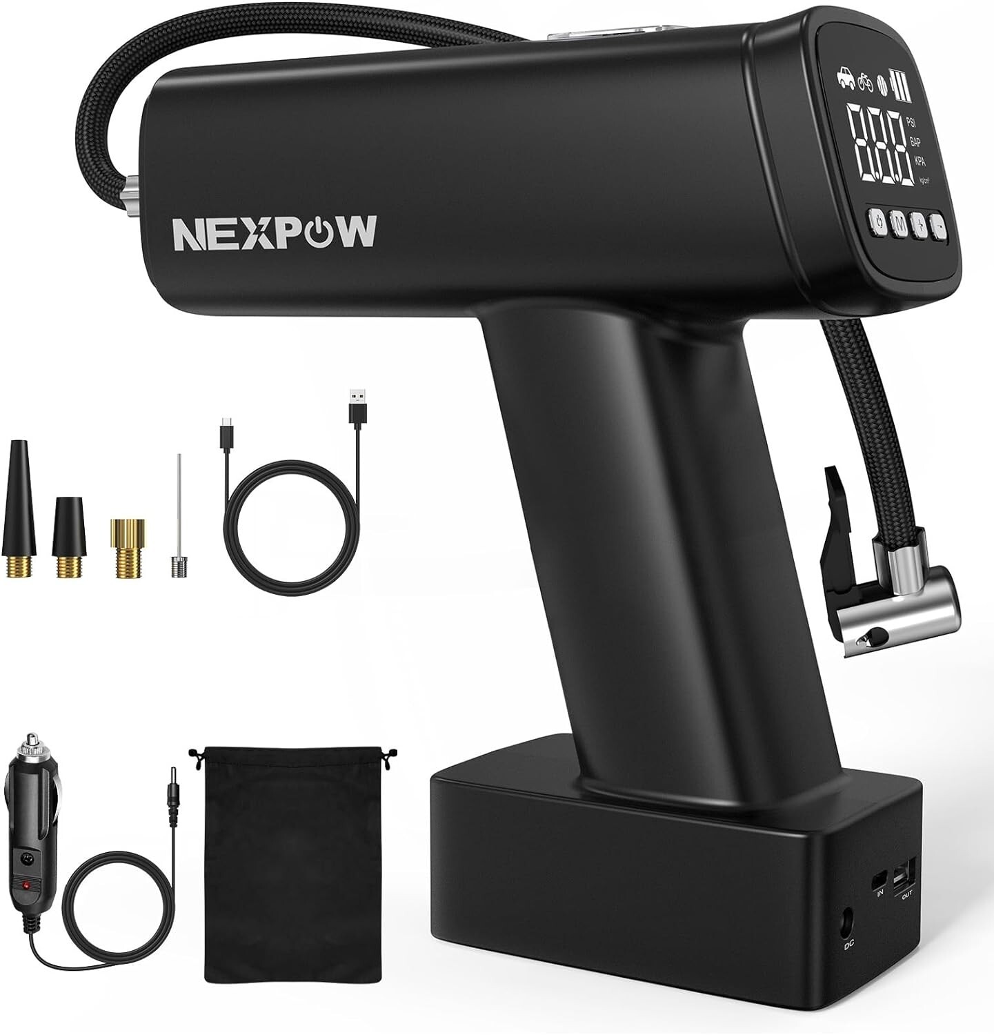 Auto Tire Inflator Portable Air Compressor 160PSI Cordless Air Pump 7500mAh Batt gallery