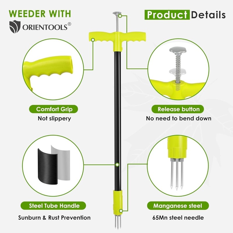 Ergonomic 3-Claw Weed Puller Tool - Stand Up Design for Effortless Weeding gallery
