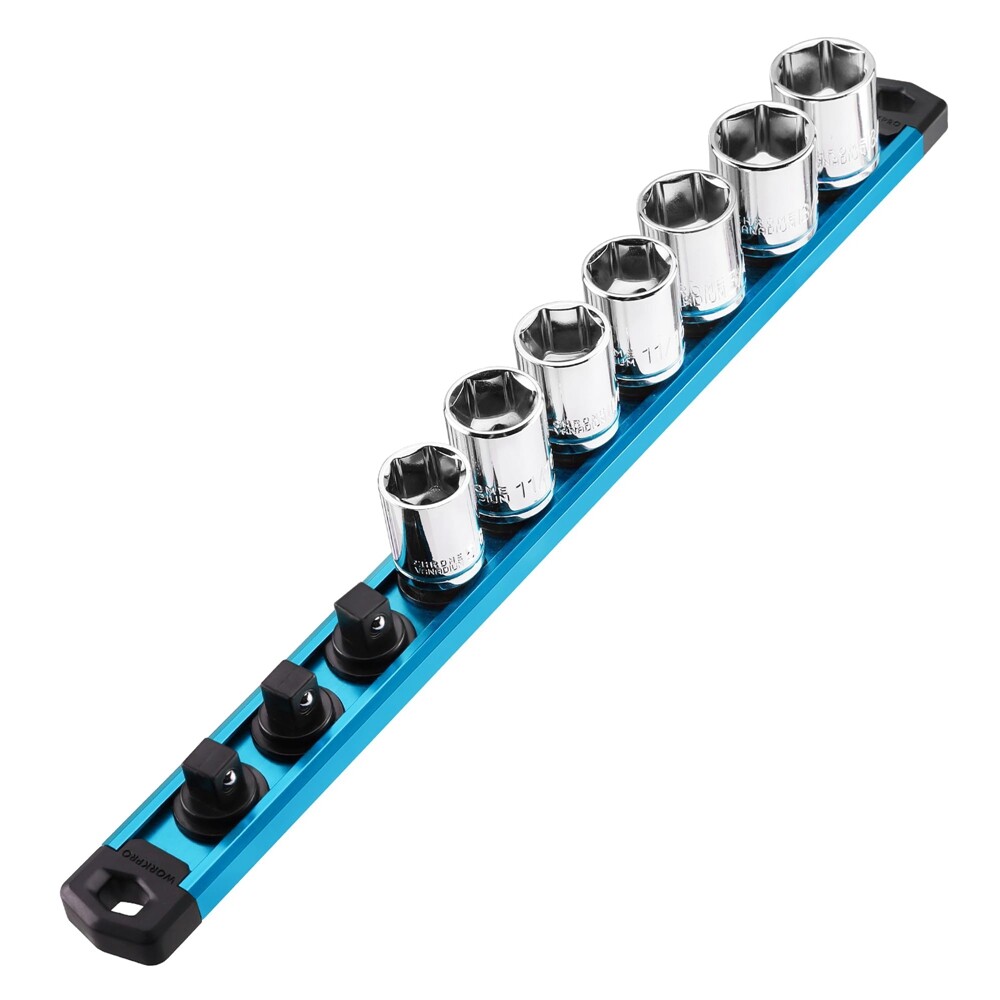 WORKPRO 3/8-Inch Dr Magnetic Socket Organizer Aluminum Alloy Socket Rail Holders gallery