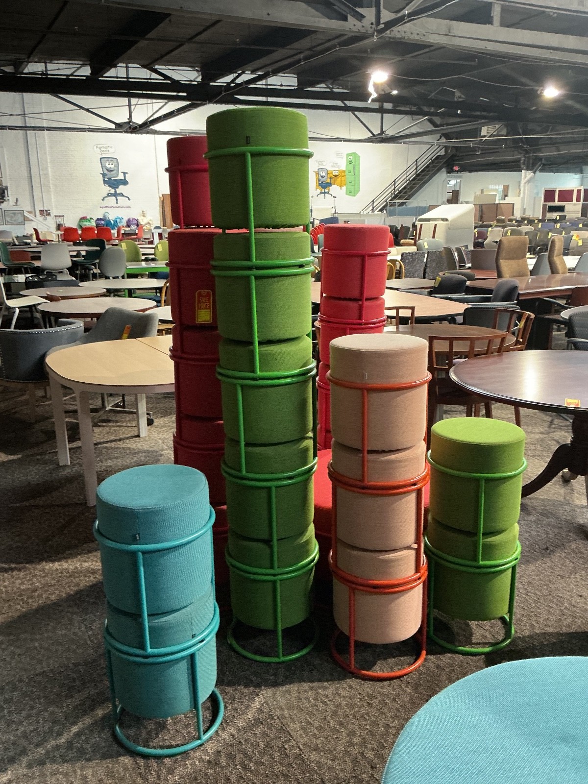 12"Drop Stool/Stackable by COR and Designer Pauline Deltour(French Made)in Green gallery