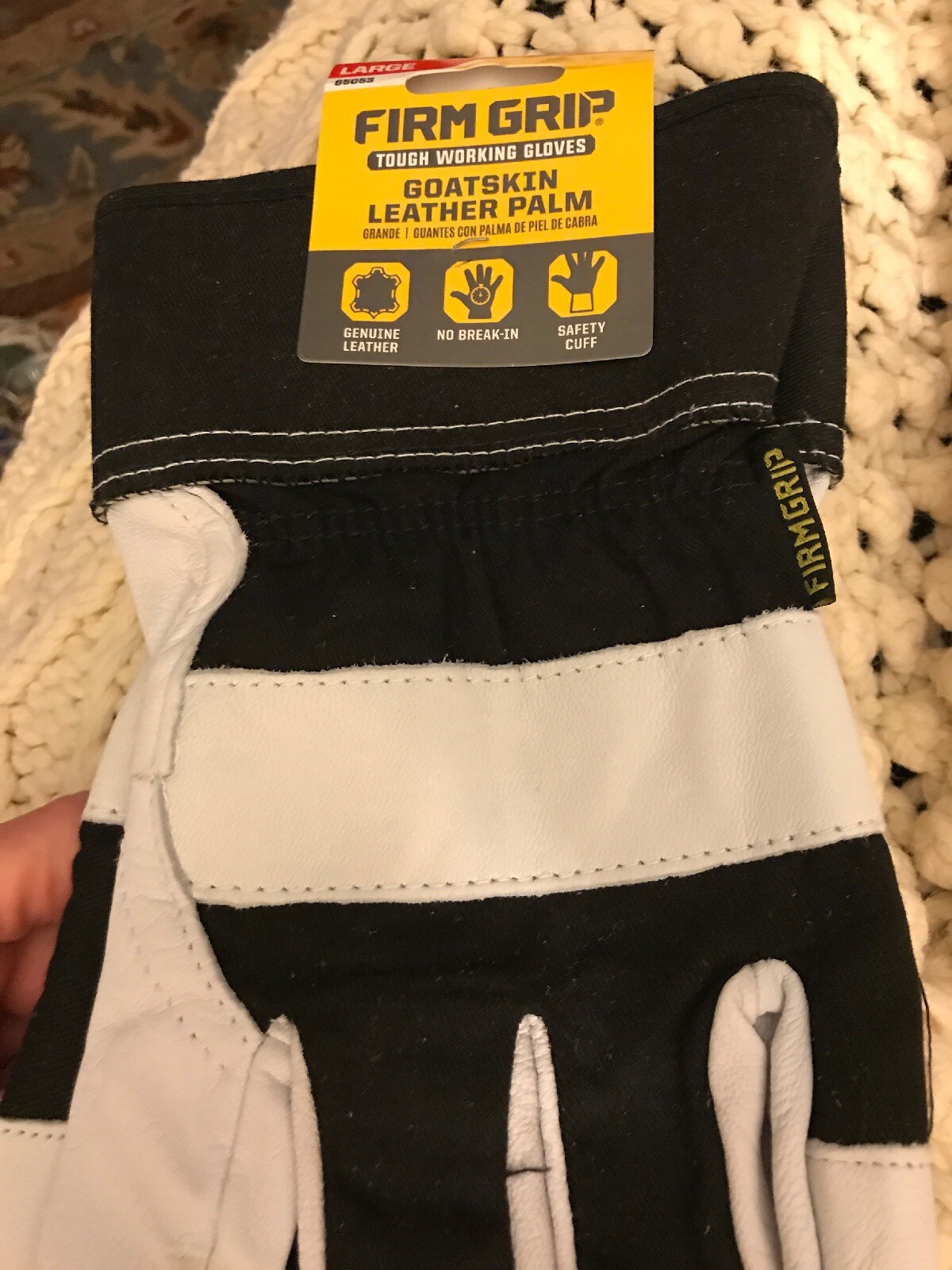Goatskin Leather Safety Cuff Mens Work Gloves Firm Grip New Size L gallery