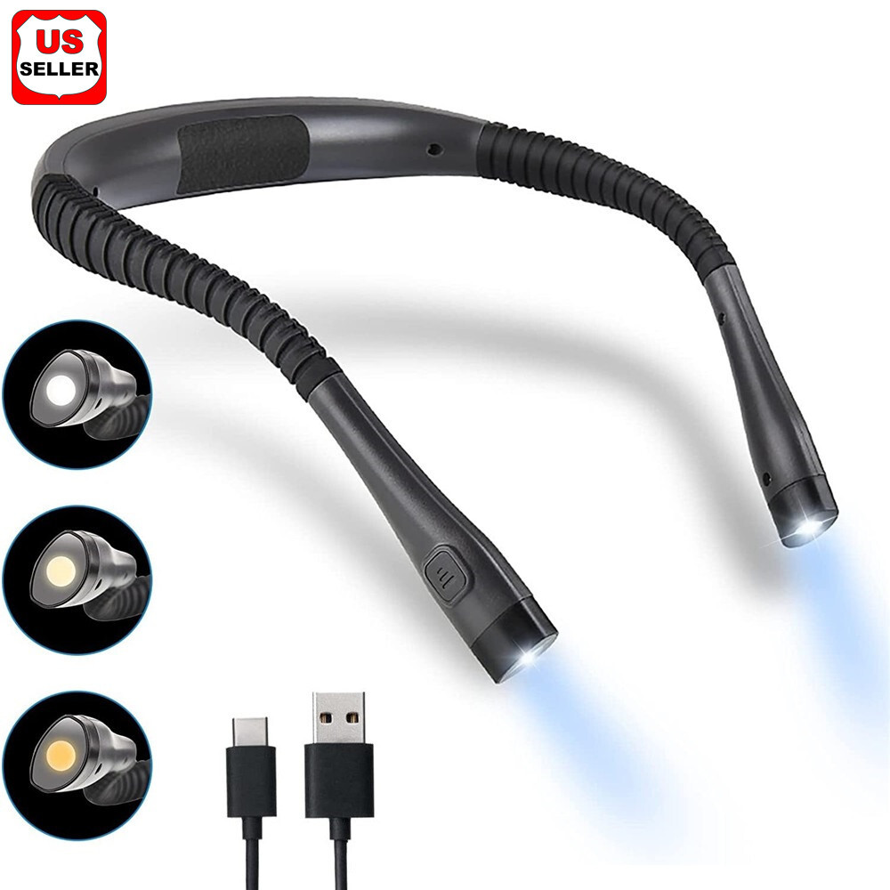 USB Rechargeable LED Neck Light Book Light for Reading in Bed Crafting Camping gallery