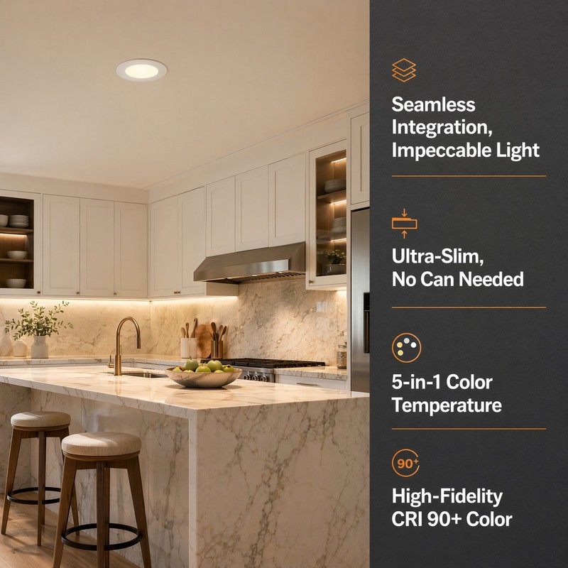 5CCT Dimmable LED Recessed Ceiling Light 12 Pack 4 Inch Panel with Junction Box gallery