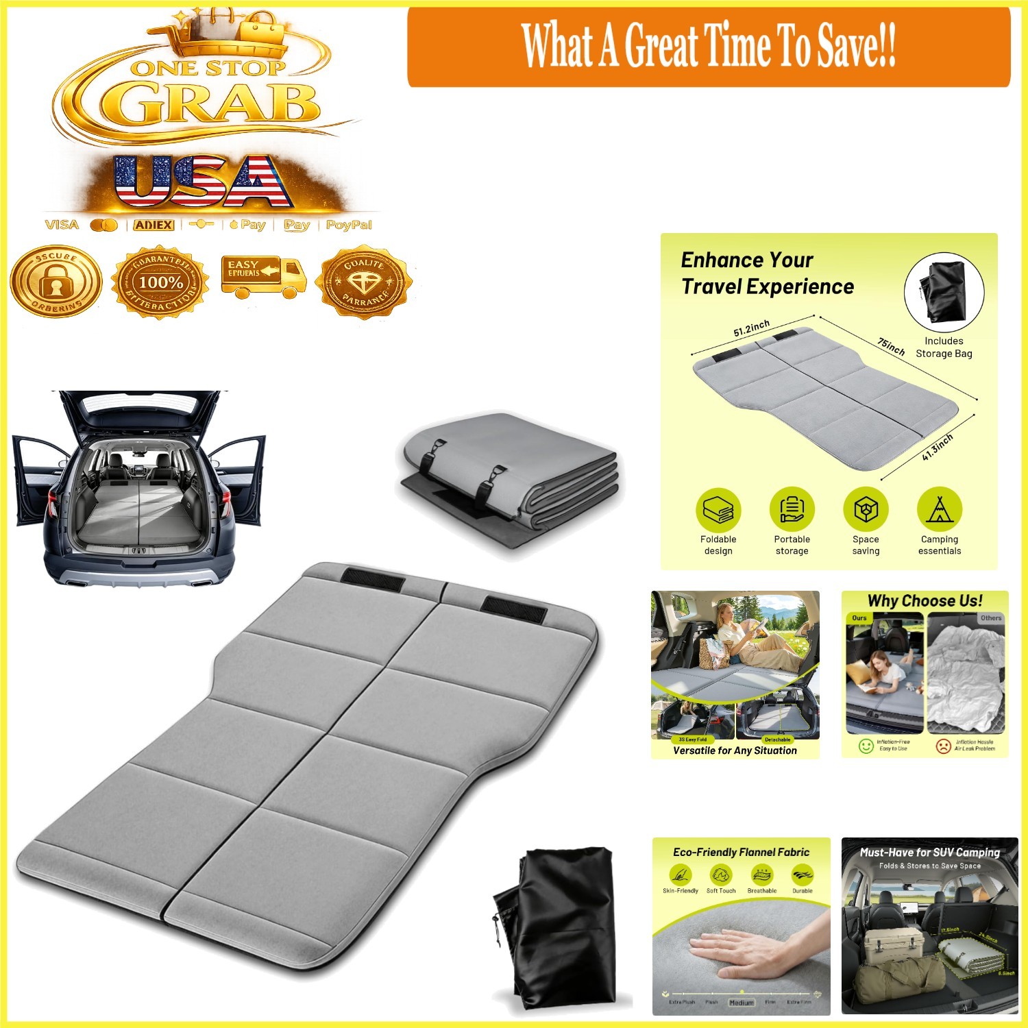 SUV Car Mattress Foldable Non-Inflatable Sleeping Pad Camping Bed, gallery