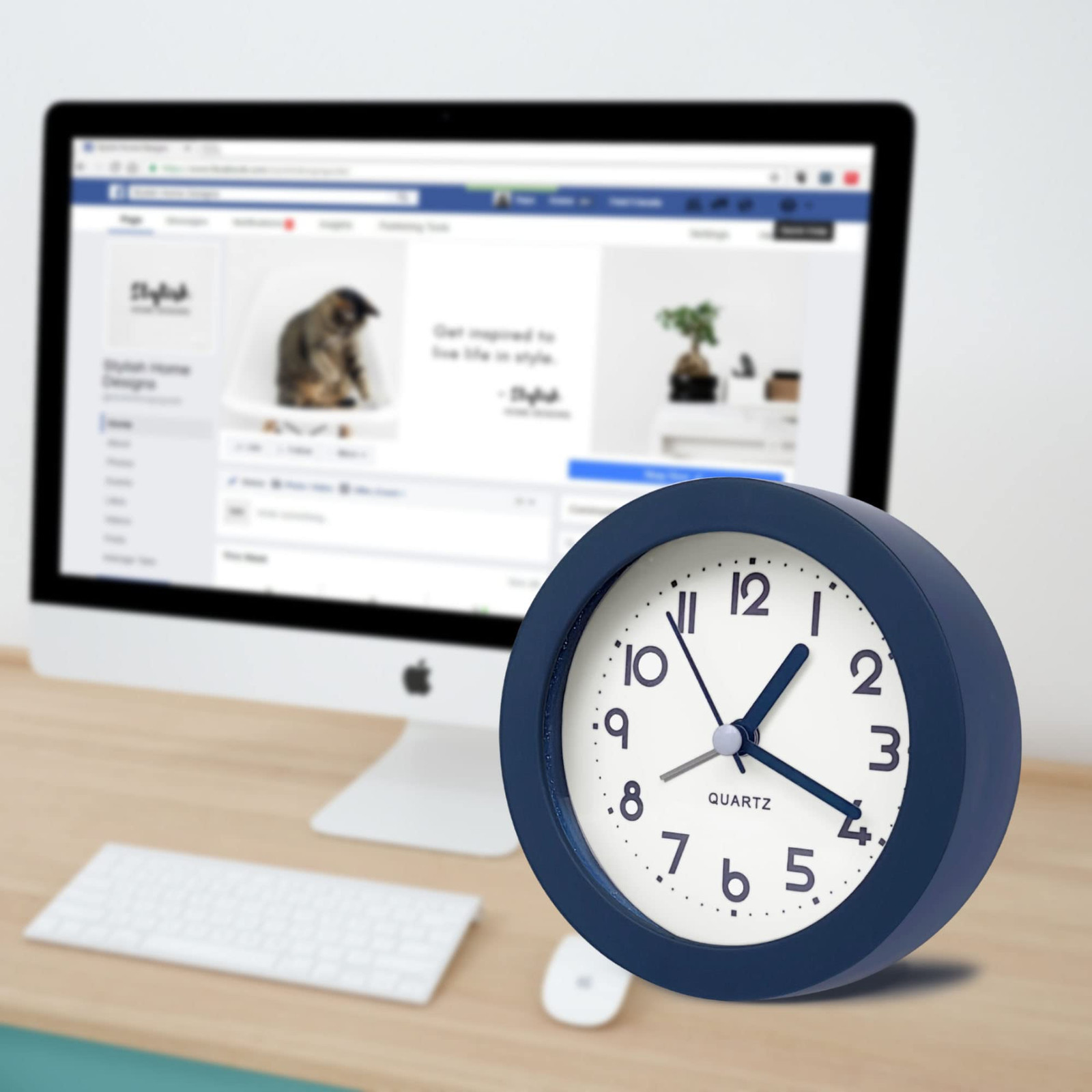 Alarm Clock with Backlight, 4.5 Inches Cute Analog Round Digital Quartz Clock... gallery