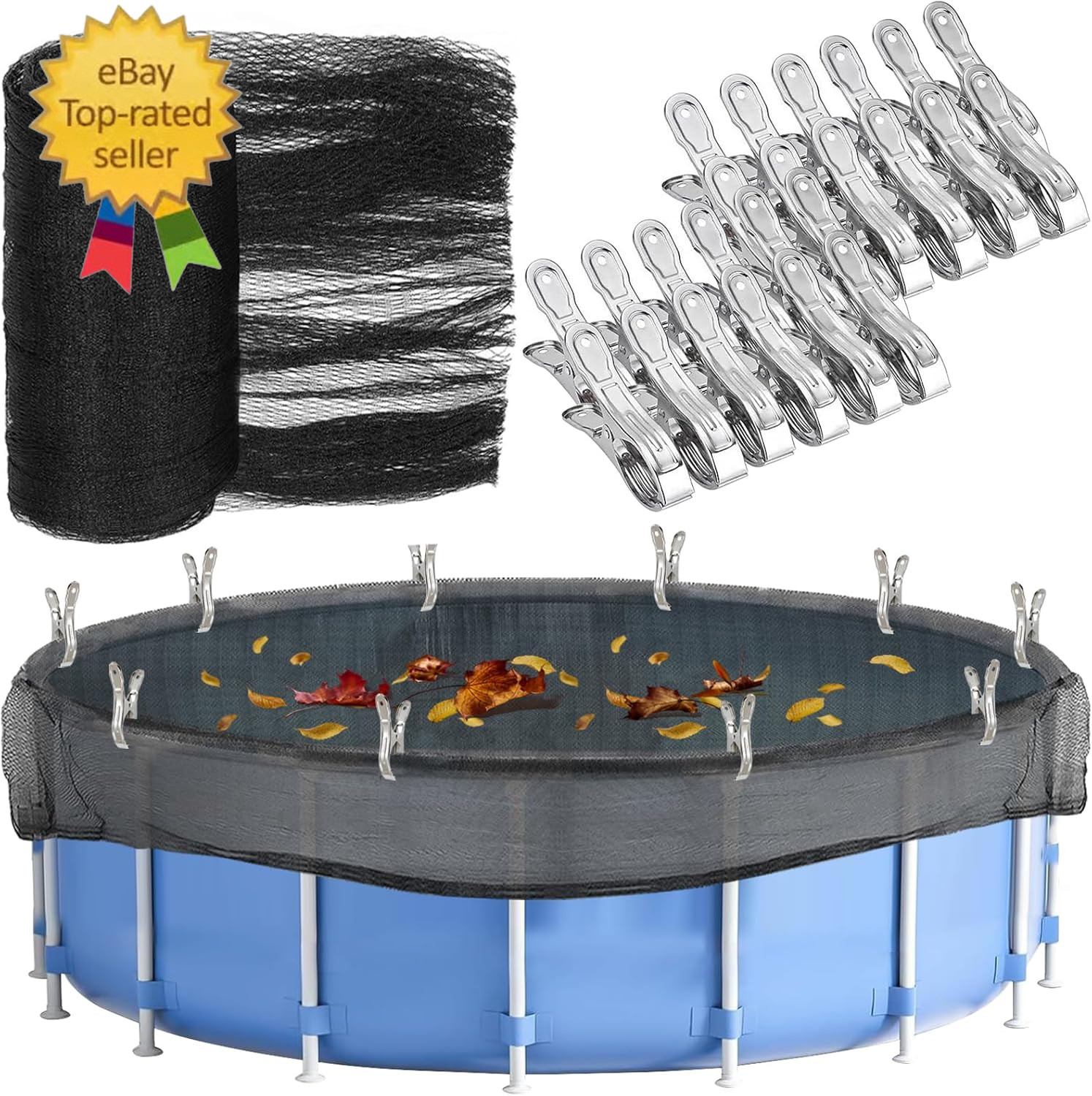 29.5 Feet round Pool Leaf Net Cover for 28FT above Ground Pool, Winter Cover Mes gallery