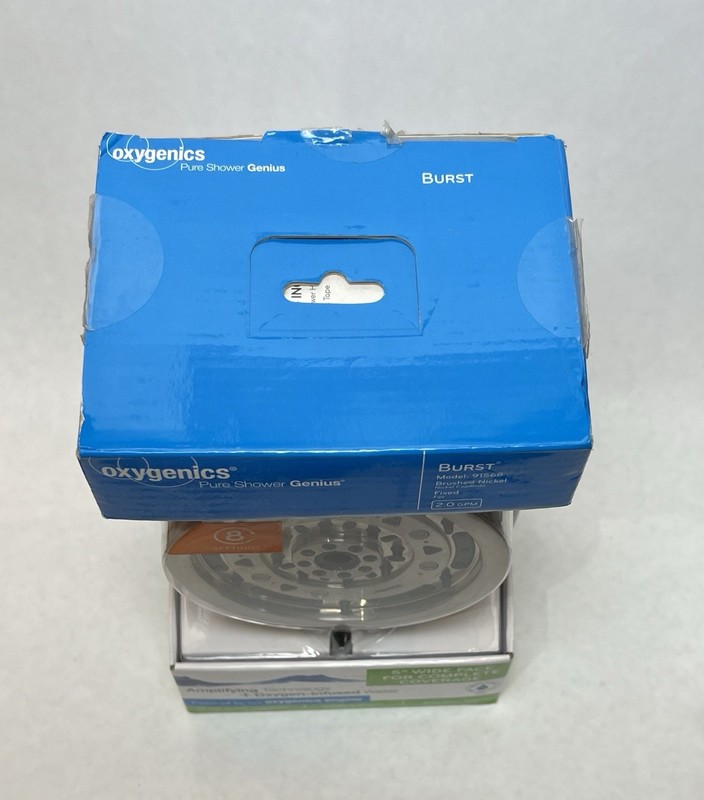 Oxygenics Burst Fixed Shower Head Brushed Nickel 5” Wide 2-GPM Model 91568 gallery
