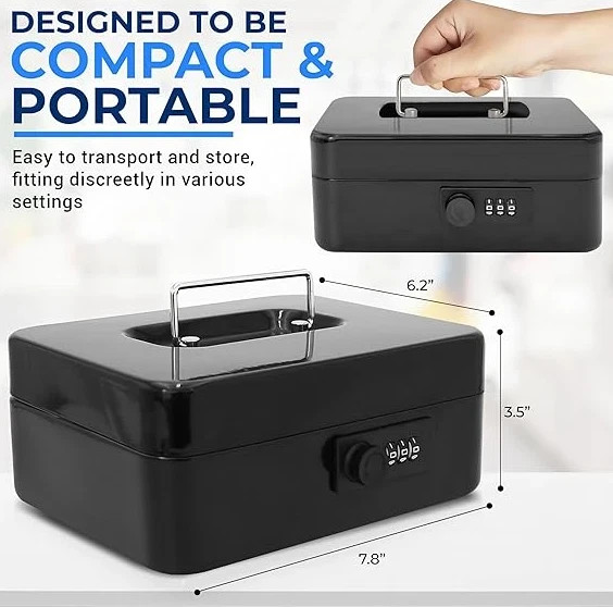Security Money Box Fire Proof Lock Safe Storage Cash Gun Jewelry Portable Safety gallery
