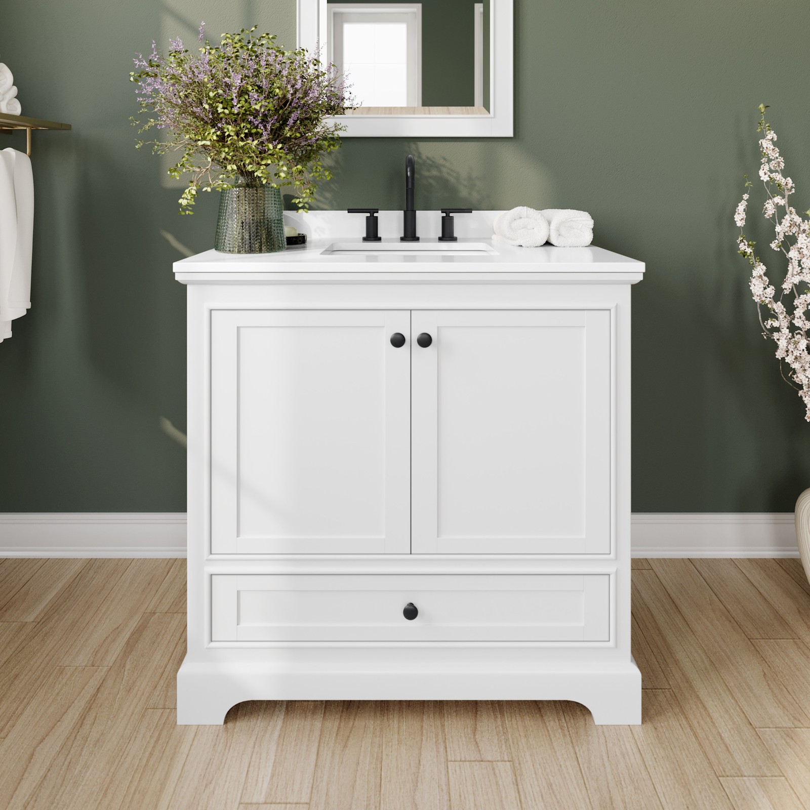 Wyndham Collection WCS202036S-VCA3-US3MXX Deborah 36" - White / White Cultured gallery