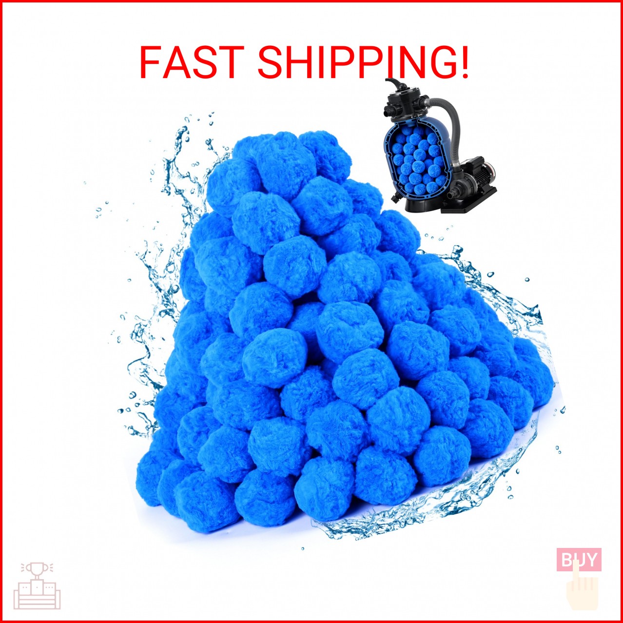BluClear 3.5 lbs Pool Filter Balls for Sand Pump, Reusable Blue Pool Filter Medi gallery
