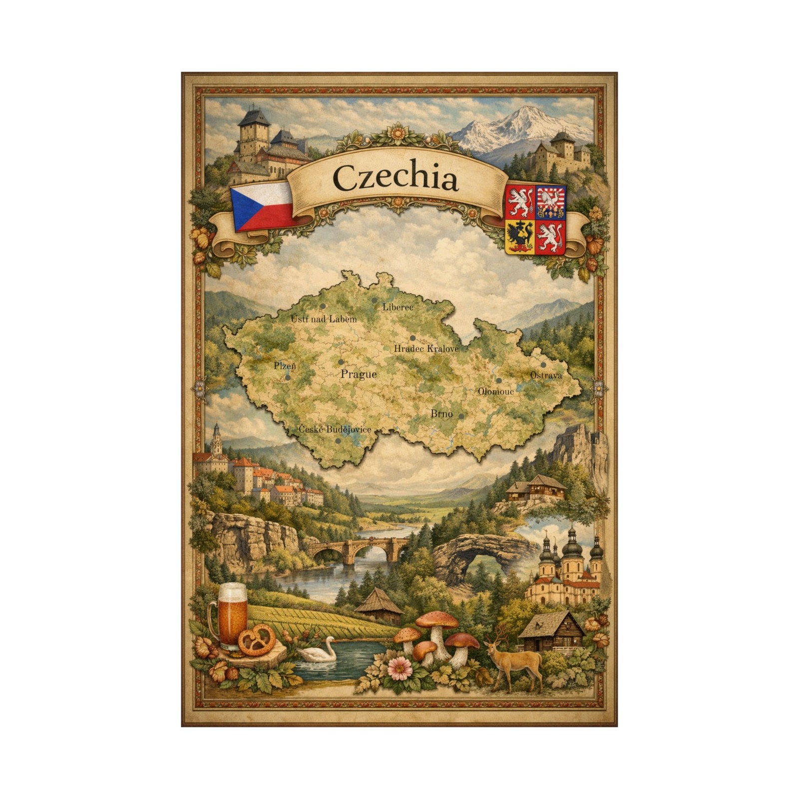 Czechia Map Poster | Czech Republic Wall Art Print gallery