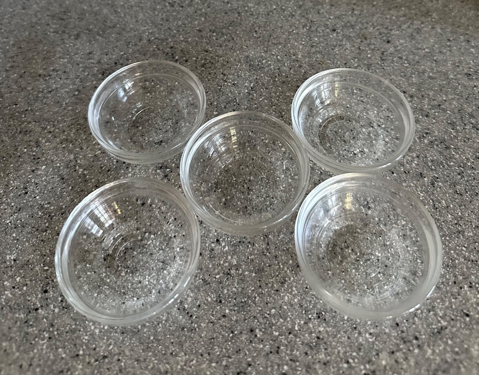 5 vintage DURALEX mini clear stackable bowls 2 1/4”, made in FRANCE, 15/16" high gallery