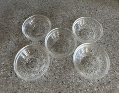 5 vintage DURALEX mini clear stackable bowls 2 1/4”, made in FRANCE, 15/16″ high